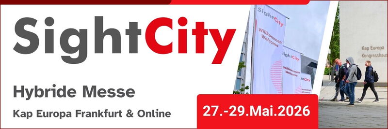Banner: Sight City, hybride Messe, Kap Europa Frankfurt und Online, 27.-29. Mai 2026