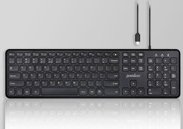 Ansicht auf die schwarze Tastatur.