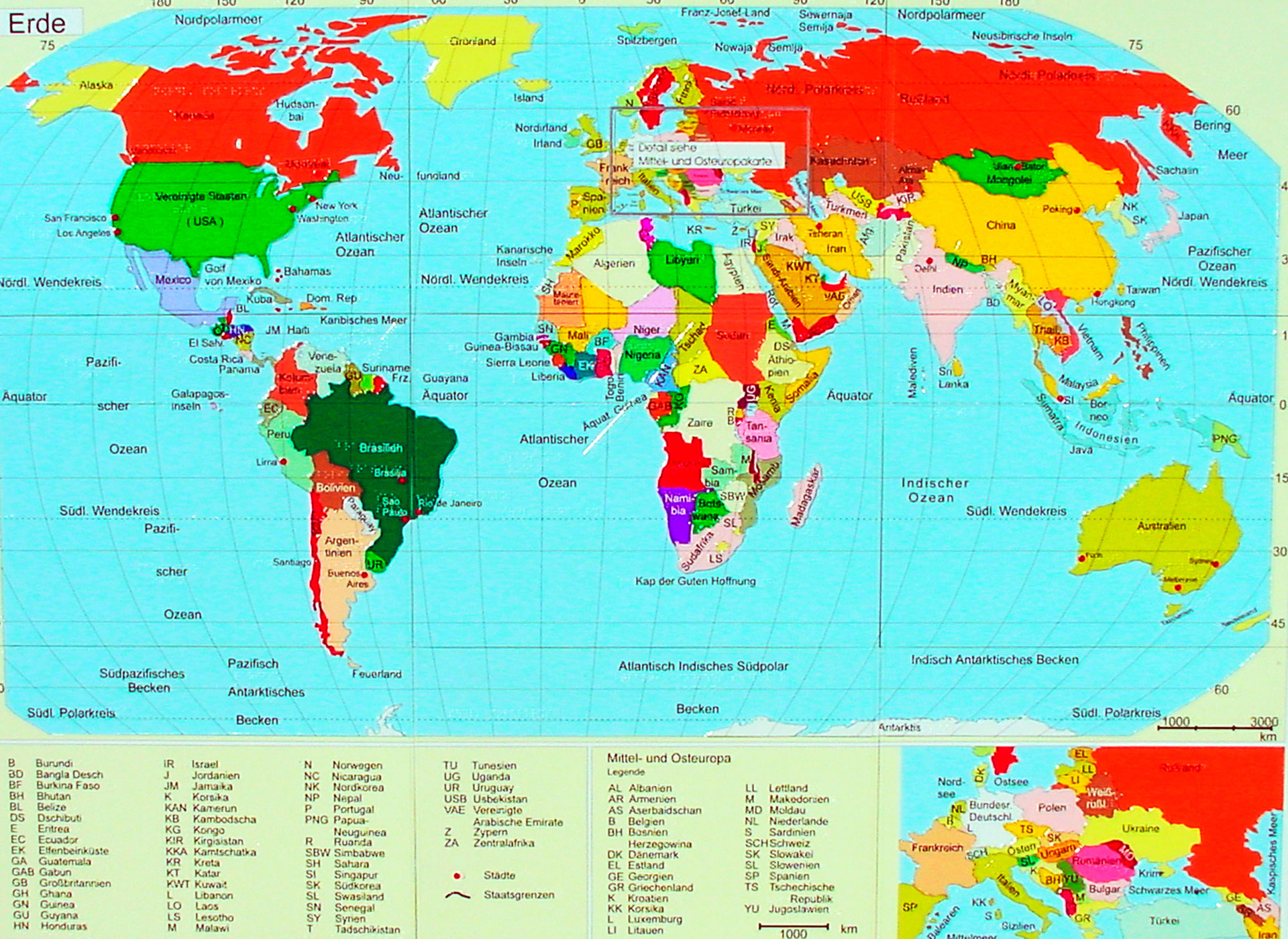 Landkarte mit der Welt