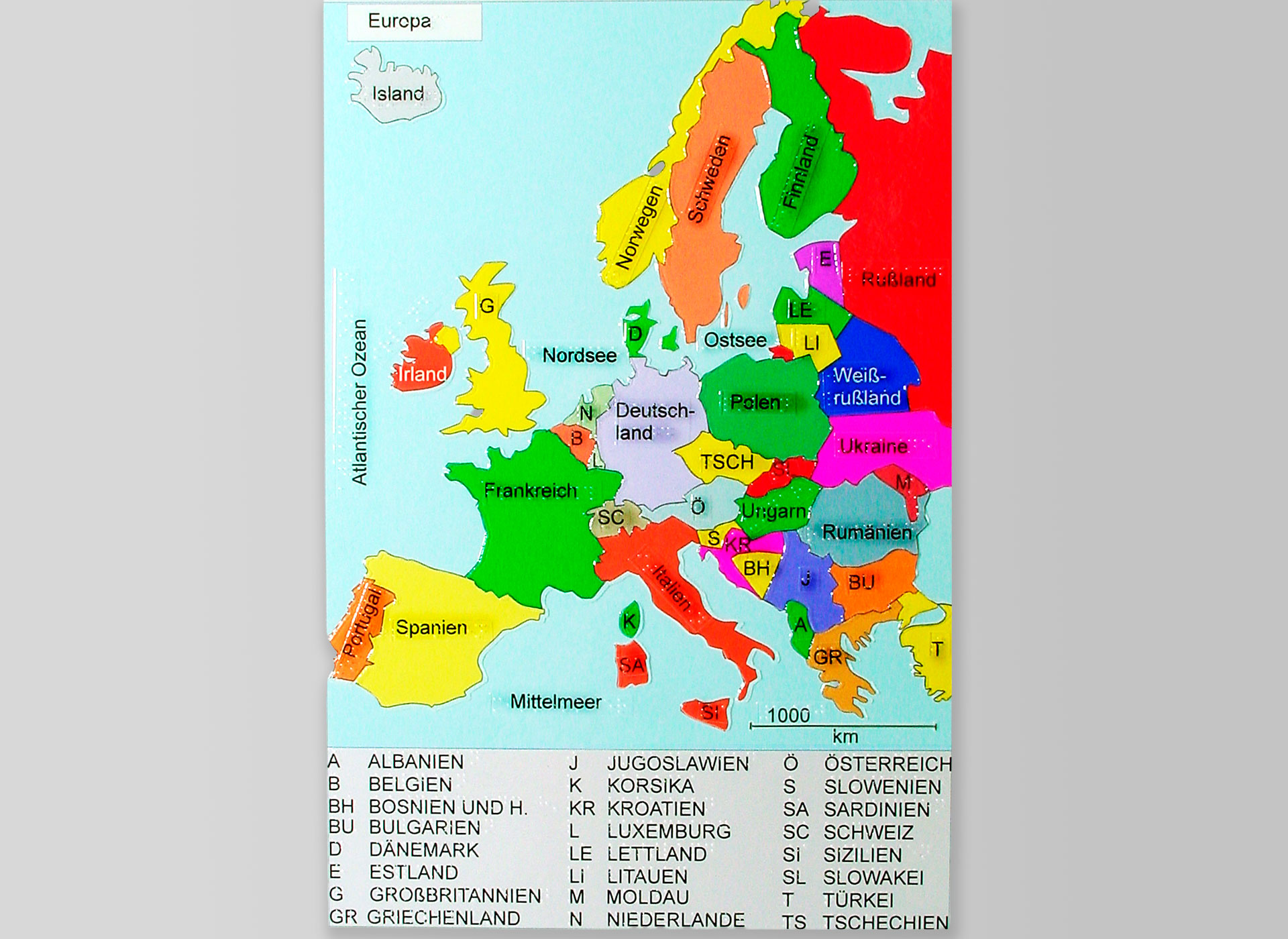 Landkarte mit Europa