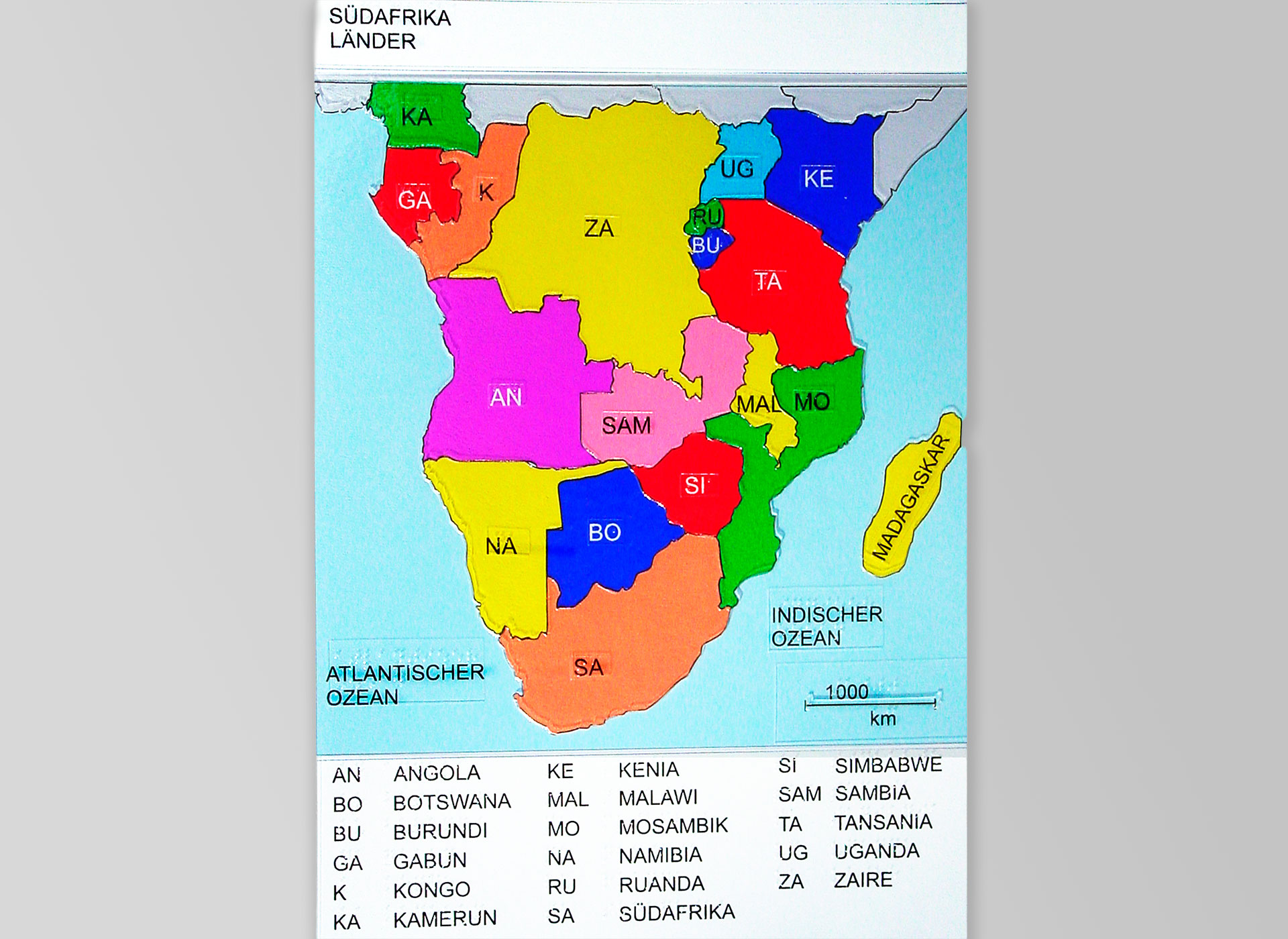 Landkarte mit Südafrika