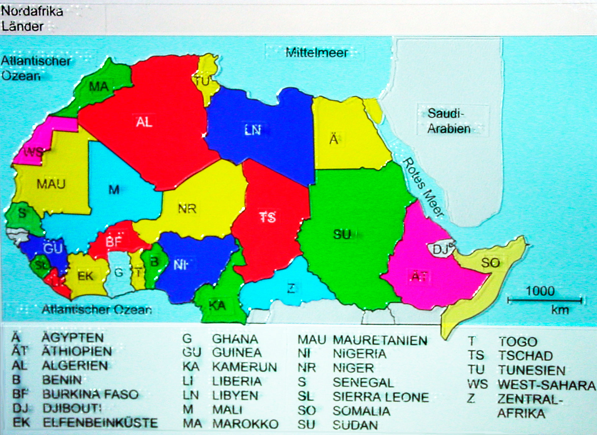 Landkarte mit Nordafrika