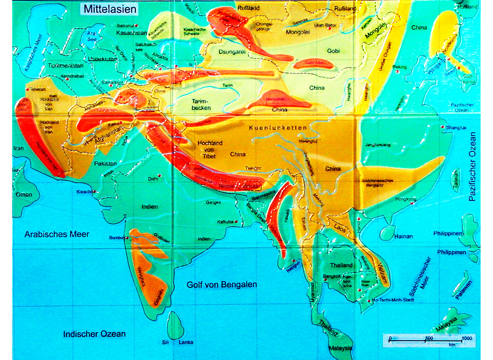 Landkarte mit Mittelasien