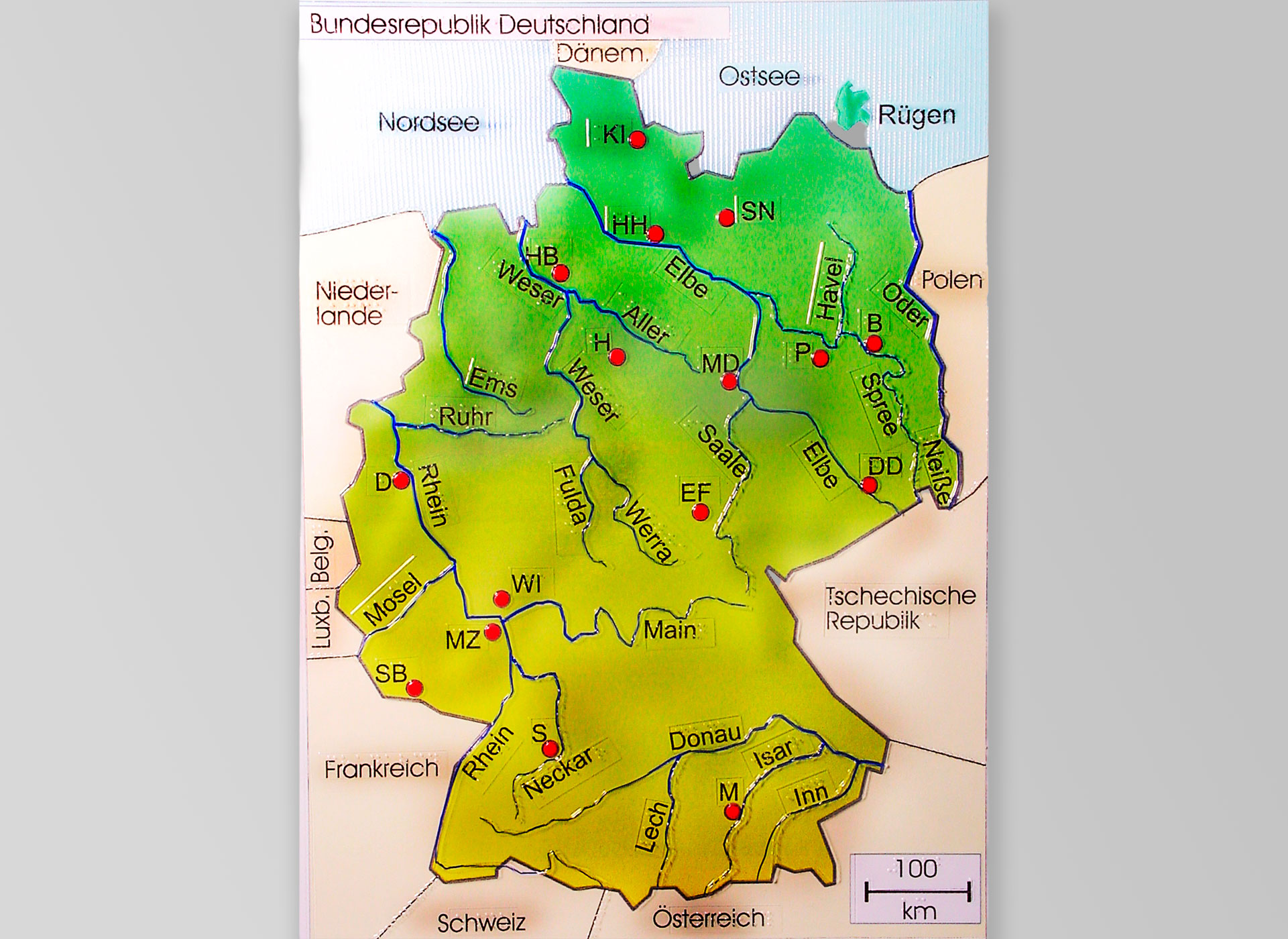 Landkarte mit den Flüssen Deutschlands