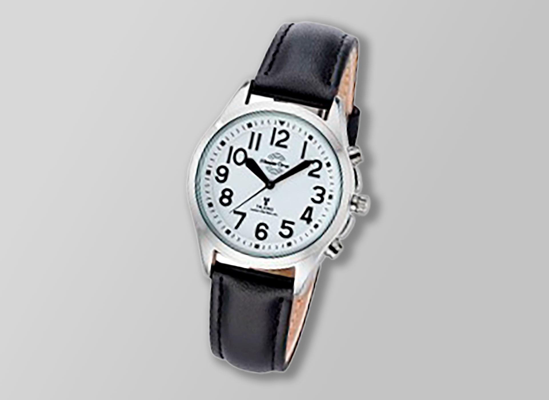 Ansicht auf die silberne Uhr mit Lederband.